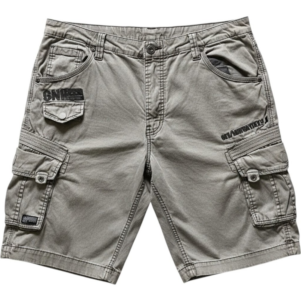 Geographical Norway‎ Cargo Shorts Mens 2XL Gray Cotton Elastic Waist Pockets